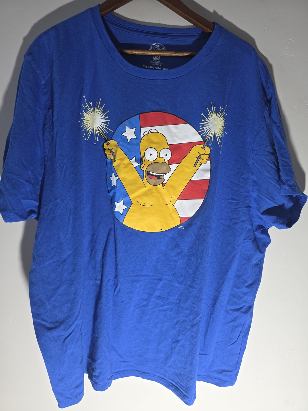 Men's Blue Graphic Homer Simpson Short Sleeve Tee